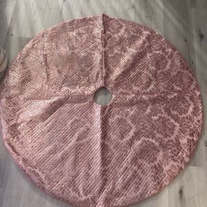 NEW-HGTV Home Collection Decorative Christmas Tree Skirt, Pink, 54 Inches